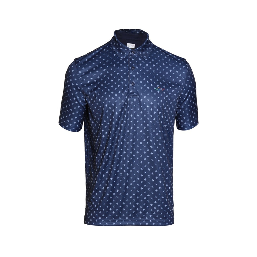 Greg Norman Men's Golf Tee Print Polo - Navy