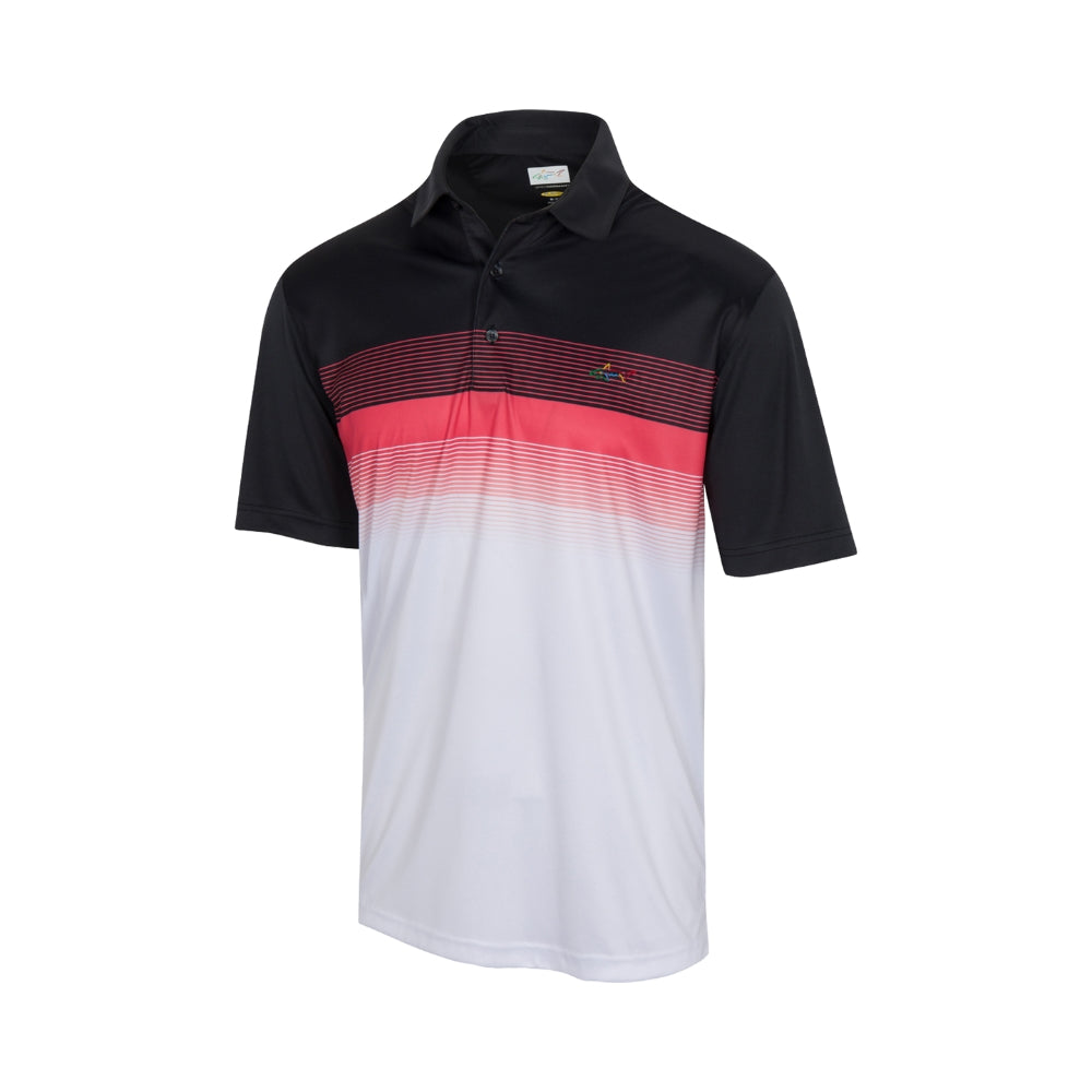 Greg Norman Men's Racing Stripe Shark Polo - Black