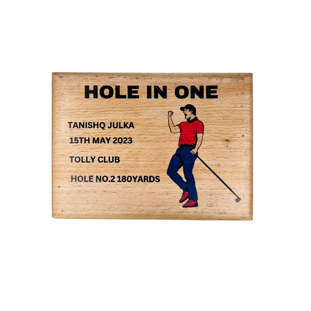 Hole In One Golf Wooden Trophy