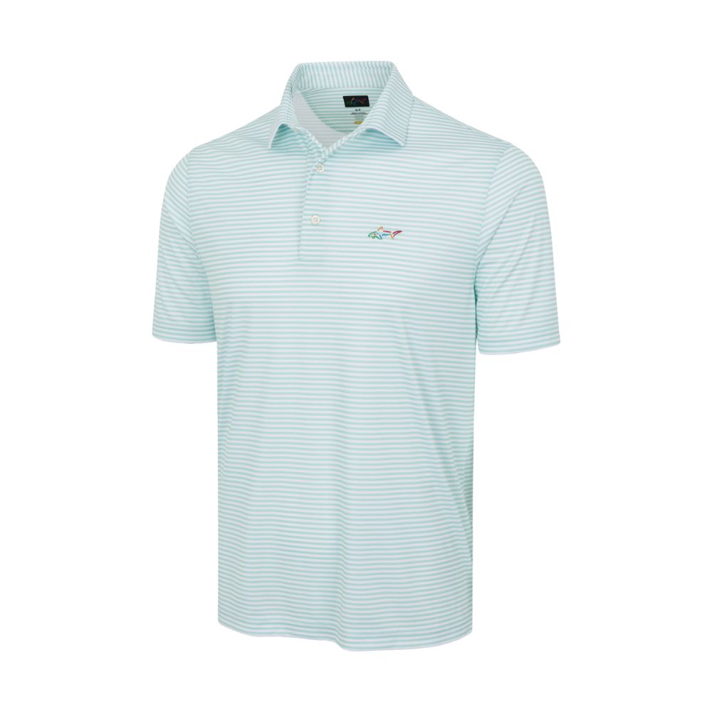 Greg Norman Classic Bar Stripe Polo - Cool Aqua
