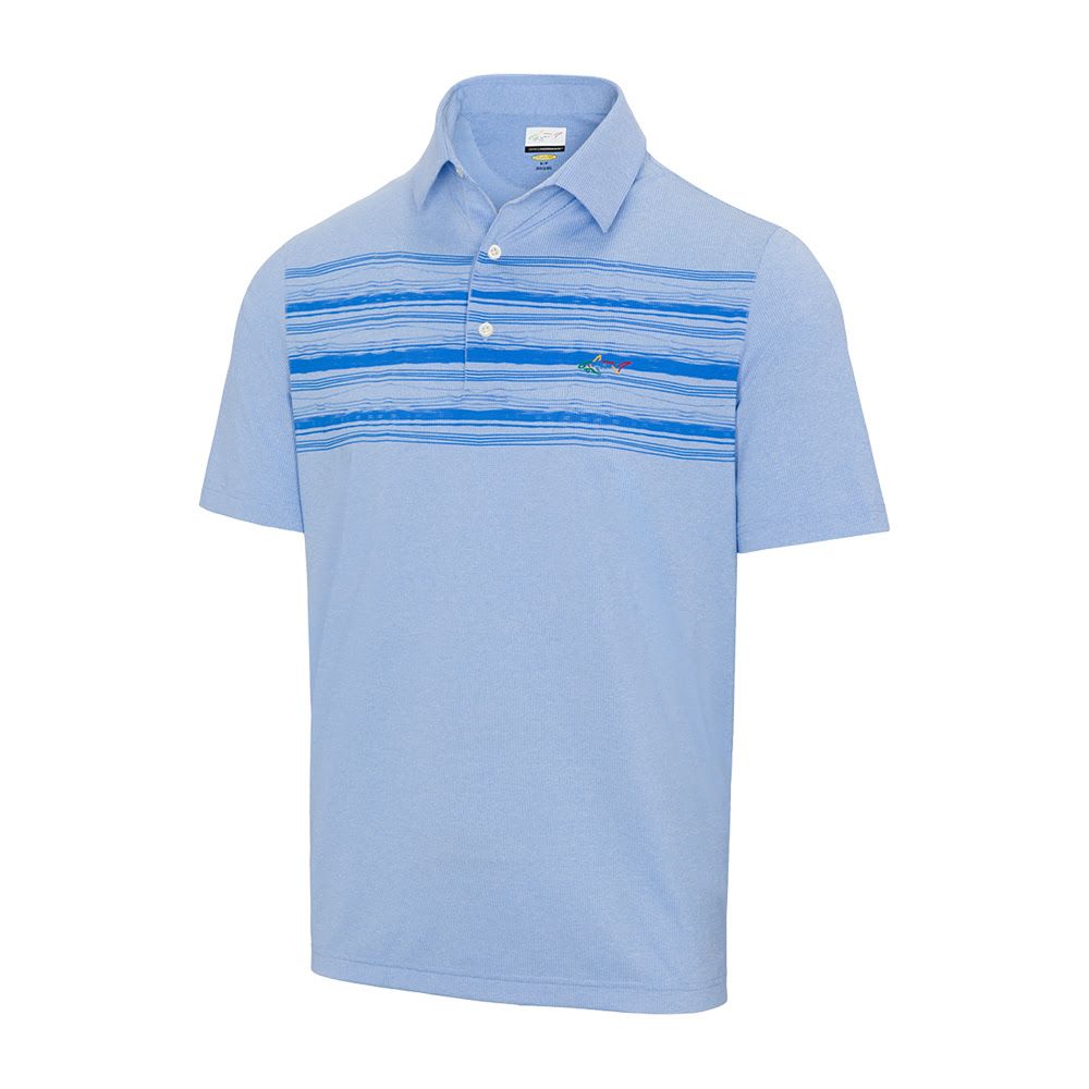 Greg Norman Men's Engineered Wave Stripe Polo - Light Cobalt