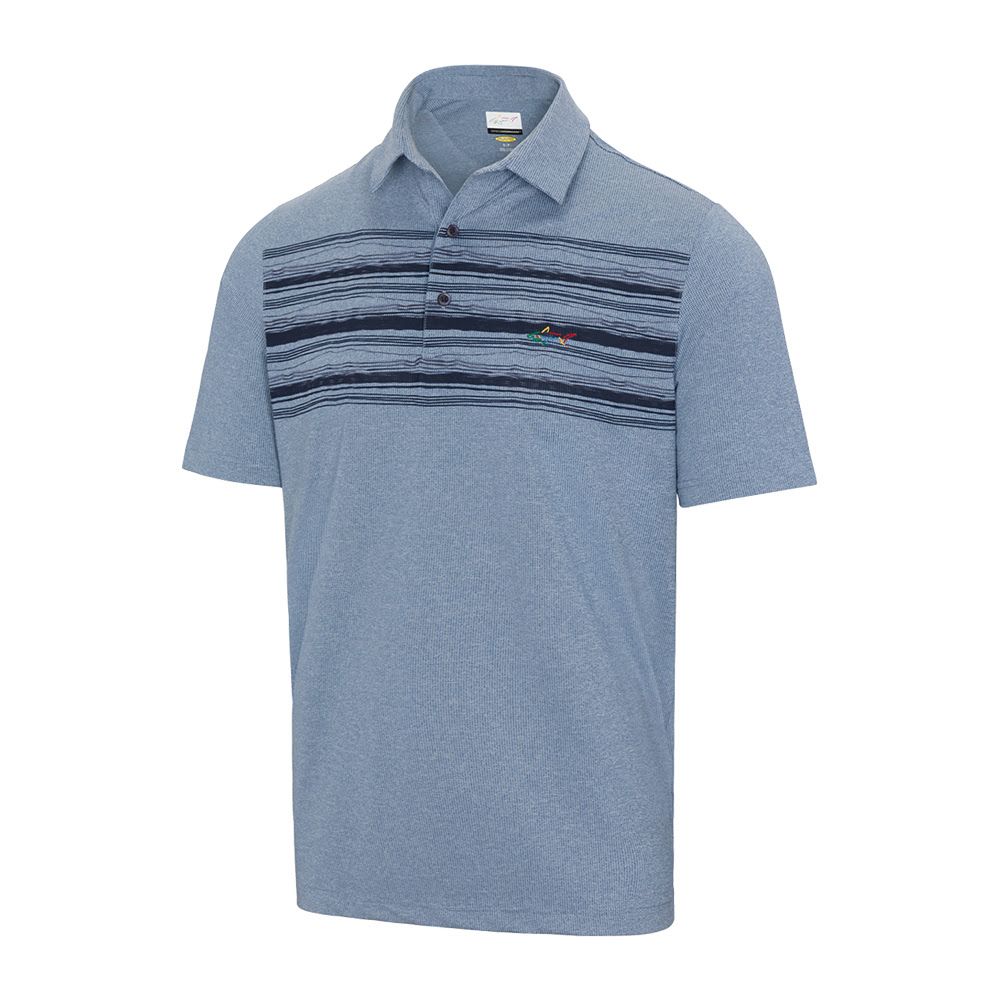 Greg Norman Men's Engineered Wave Stripe Polo - Navy