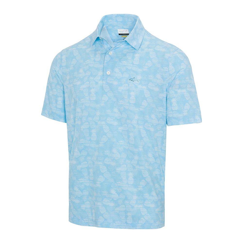 Greg Norman Men's Pineapple Print Polo - Blue Marina