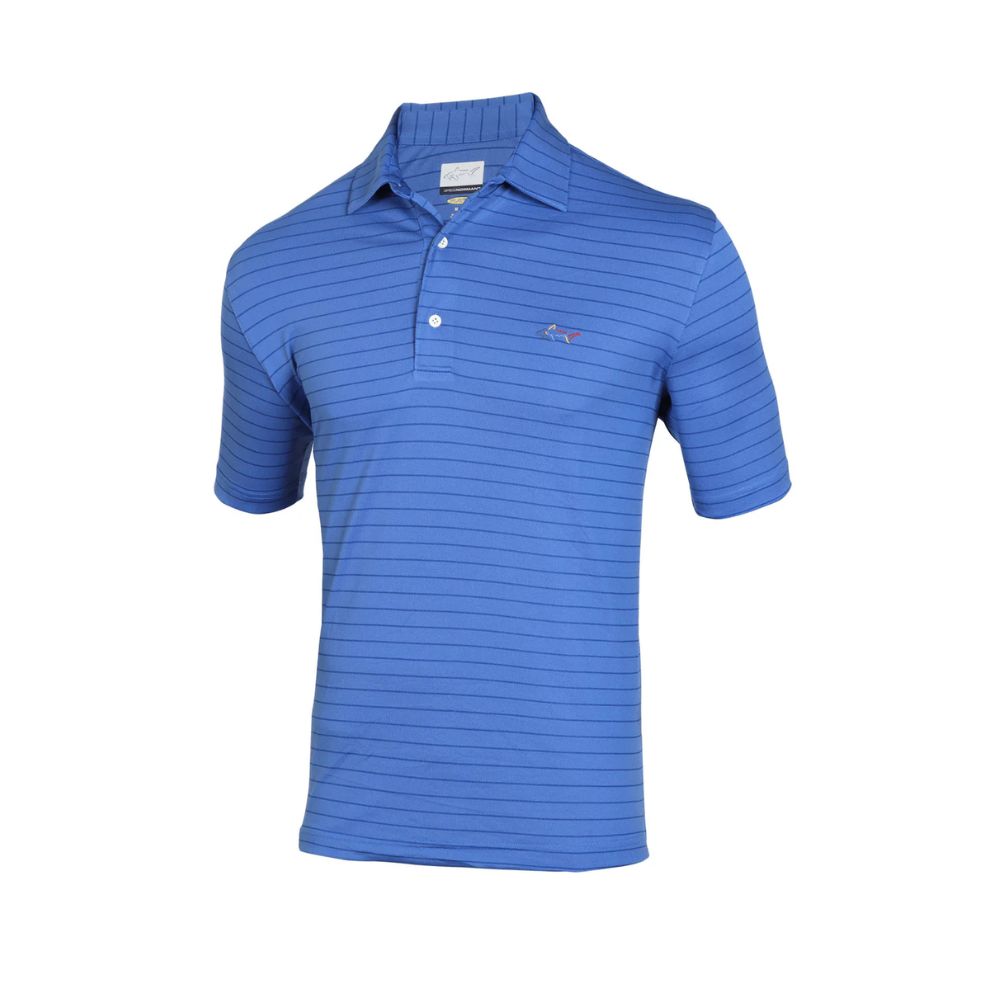 Greg Norman Striped Print Polo - Indigo Blue