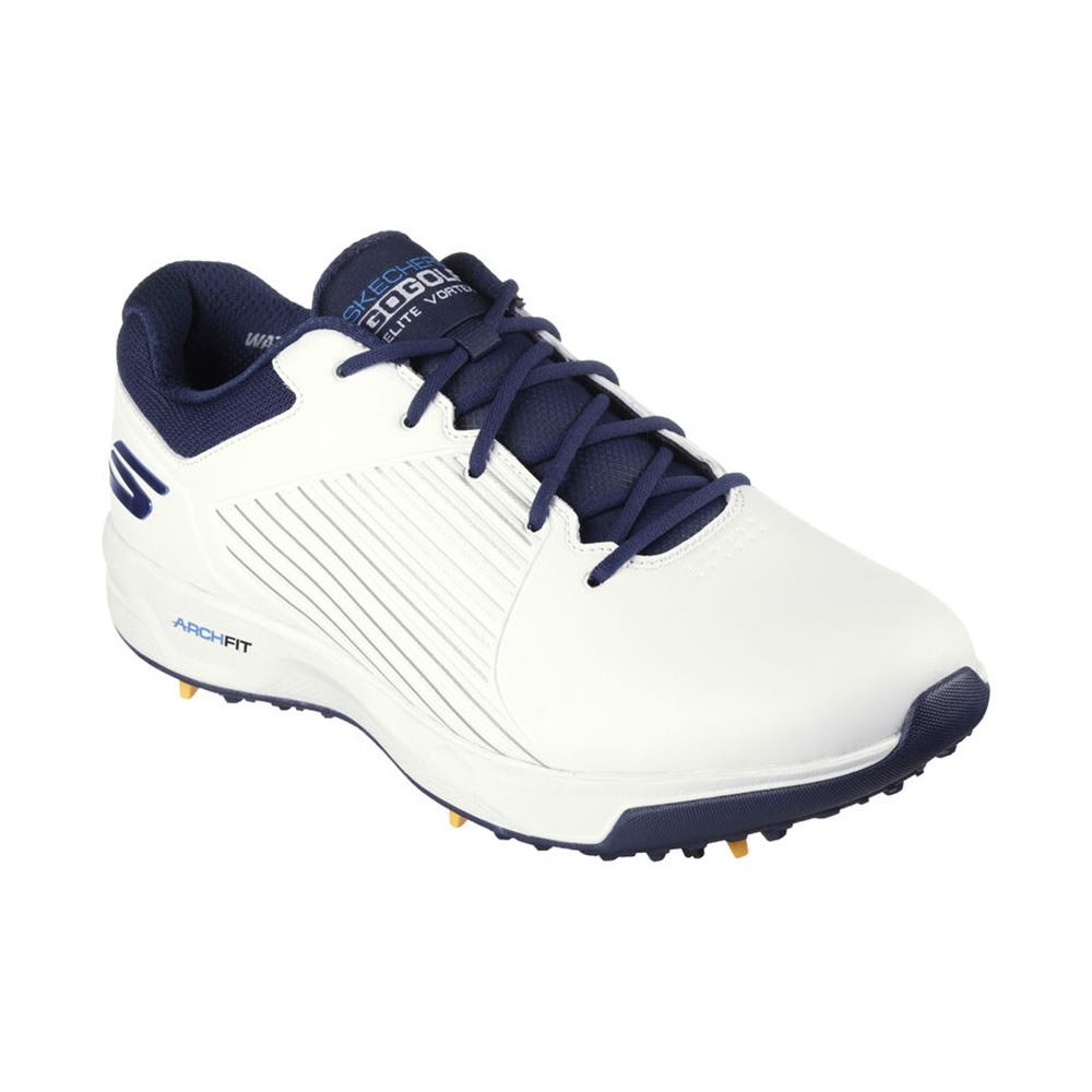 Skechers Go Golf Men's Elite Vortex Arch Fit Spiked Golf Shoes - White/Navy